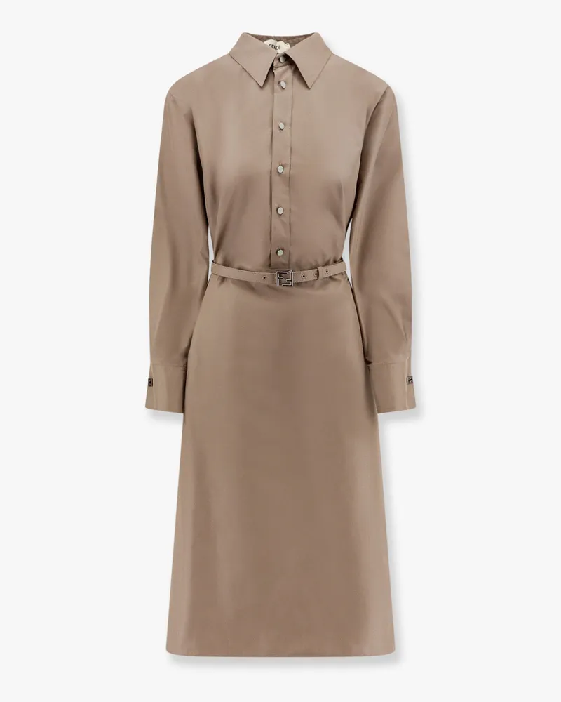 Fendi Cotton and silk chemisiere dress -  - gender_Woman Brown