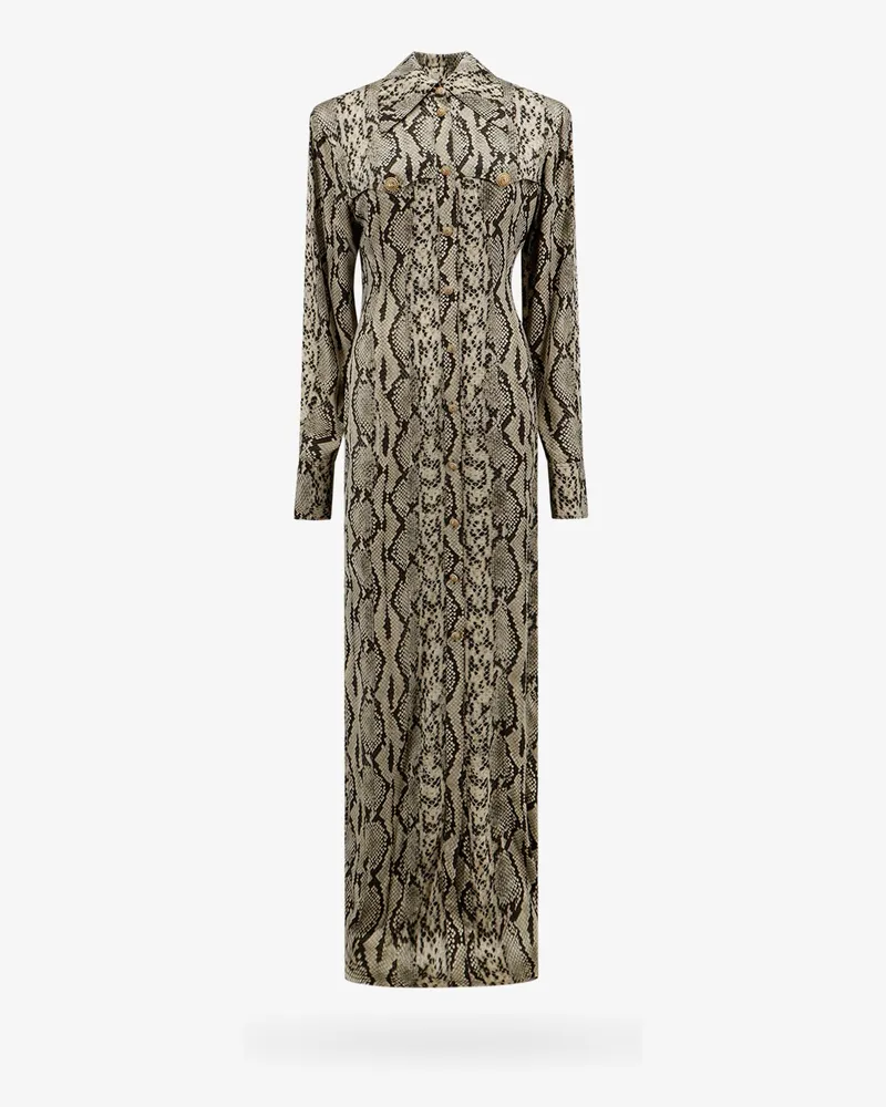 Balmain Viscose chemisier dress with python print -  - gender_Woman Beige