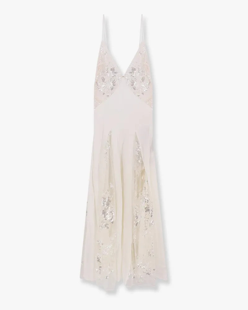 Elisabetta Franchi Red carpet dress in silk georgette fabric and embroidered lace -  - gender_Woman 