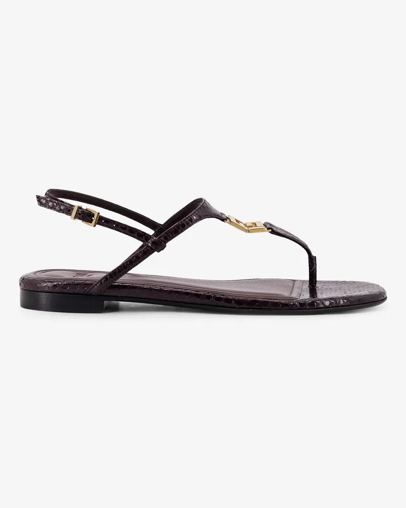 Fendi Fold leather sandals with reptile effect -  - gender_Woman Purple