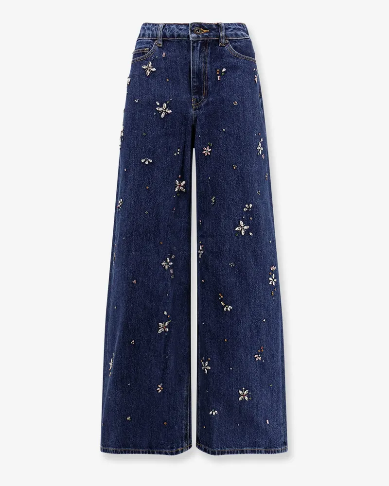 Self-Portrait Wide leg jeans with rhinsestones -  - gender_Woman Blue