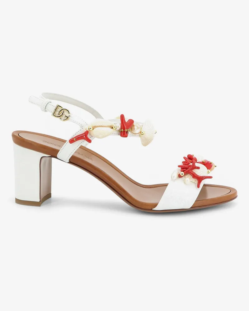 Dolce & Gabbana Leather sandals with sea coral details -  - gender_Woman White