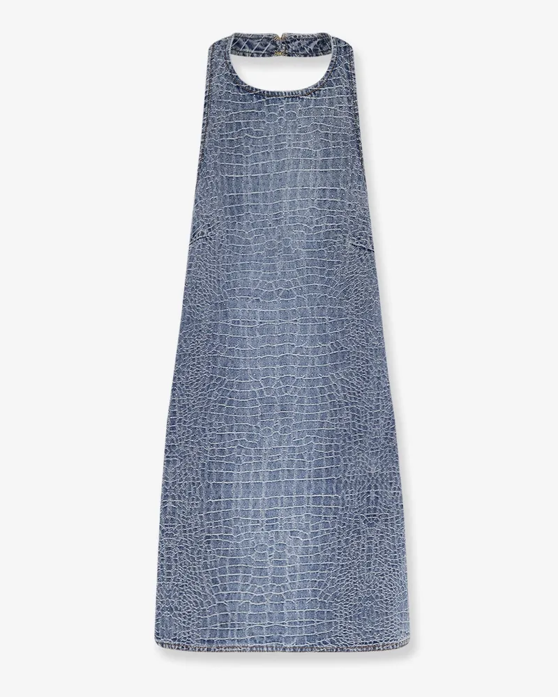 Self-Portrait Rhinestone Croc Effect denim dress -  - gender_Woman Blue