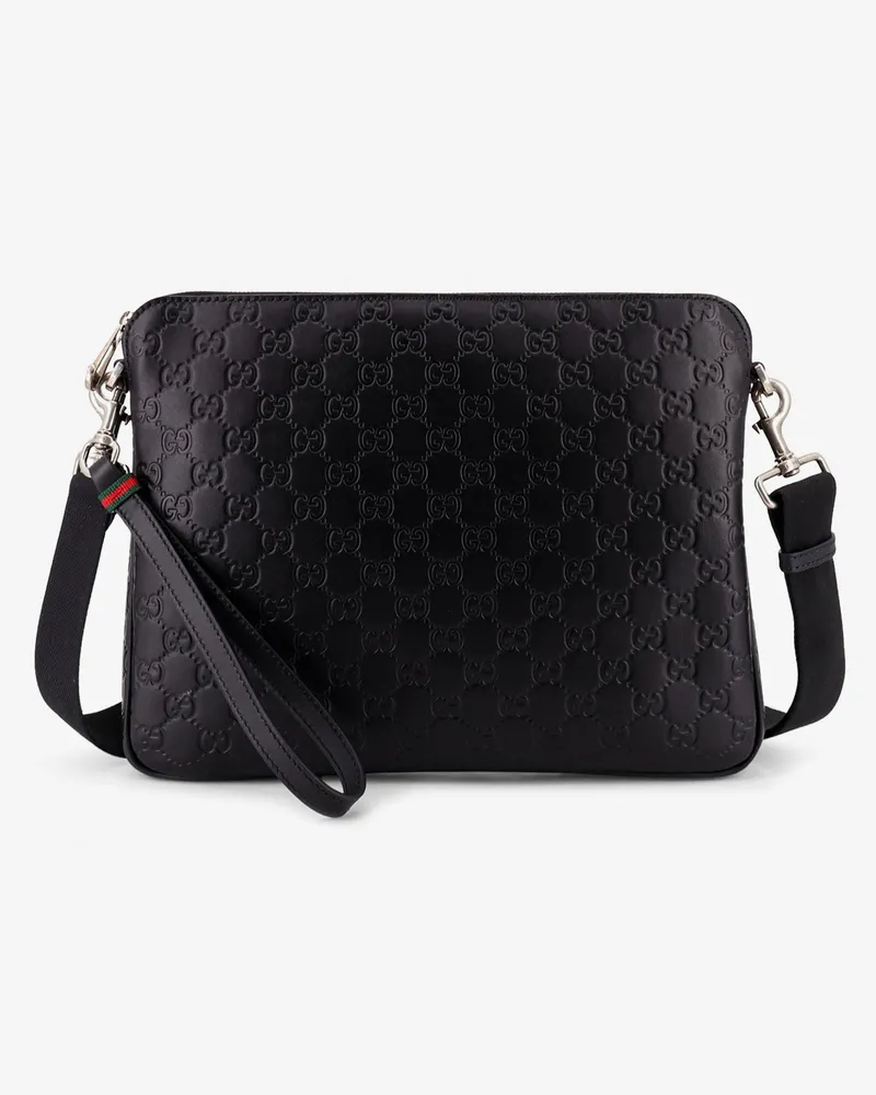 Gucci Leather GG Emblem crossbody bag with embossed GG motif -  - gender_Man Black