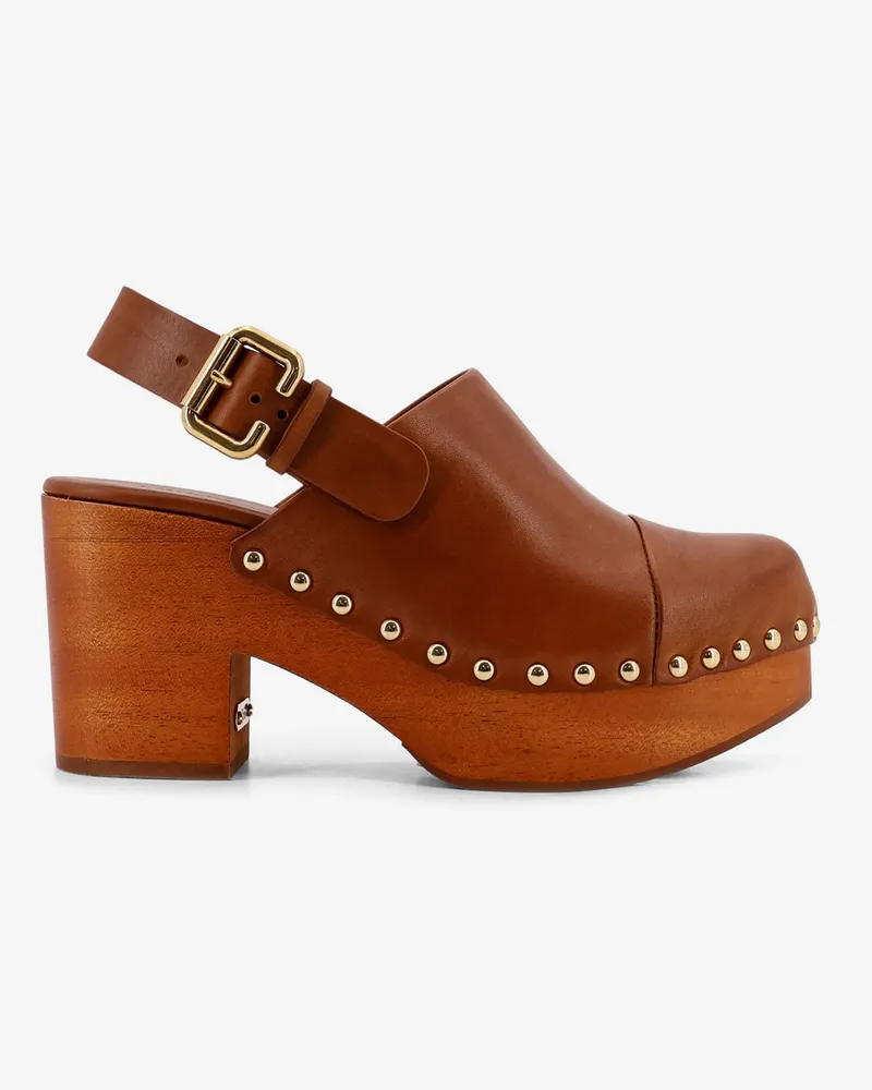 Chloé Leather and wood Jeanette sabot -  - gender_Woman Brown