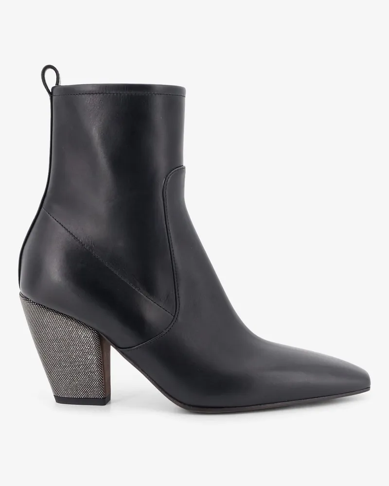 Brunello Cucinelli Precious Heel leather ankle boots -  - gender_Woman Black