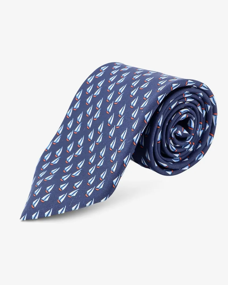 Ferragamo Catamarano silk tie with Nautica print -  - gender_Man Blue