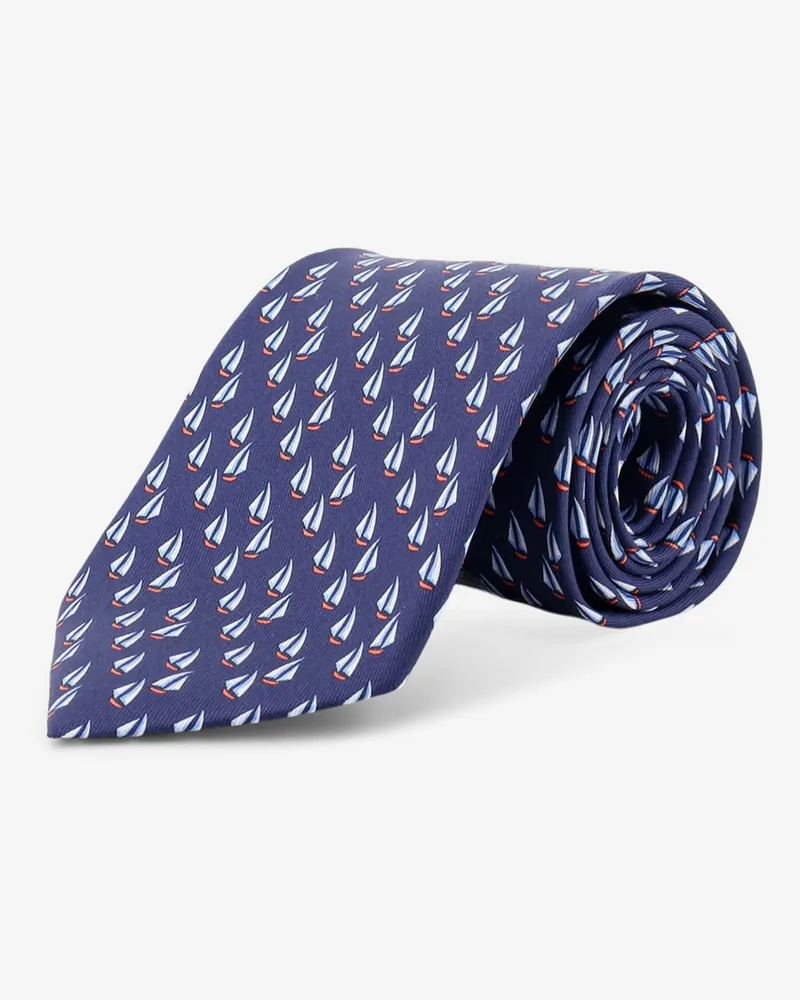 Ferragamo Catamarano silk tie with Nautica print -  - gender_Man Blue