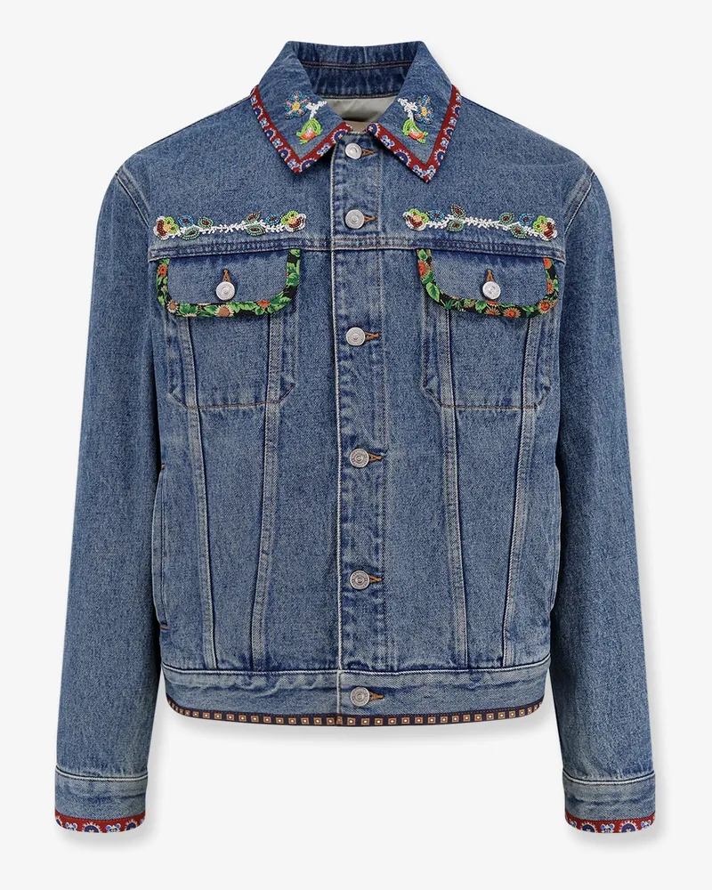 Valentino Garavani Denim jacket with multicolor embroidery -  - gender_Man Blue