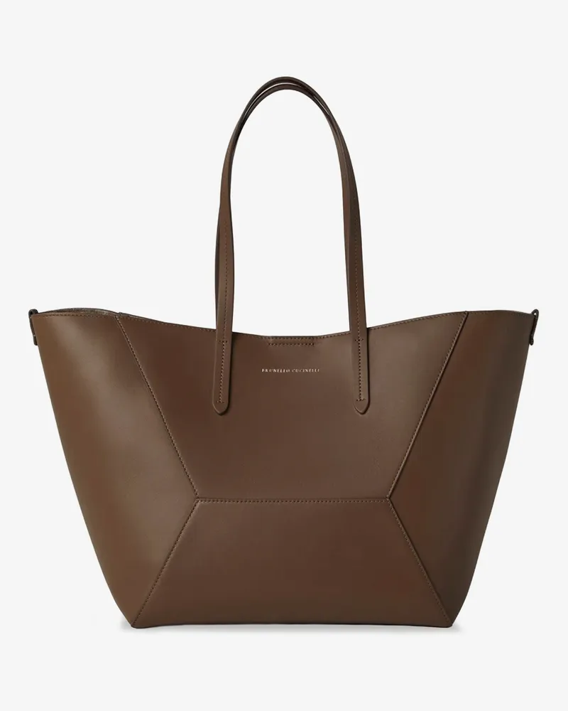 Brunello Cucinelli BC Duo hammered leather handbag -  - gender_Woman Brown