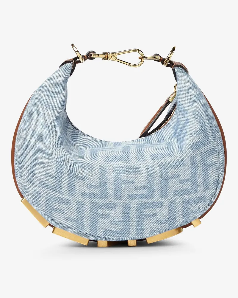 Fendi graphy Mini denim handbag with all-over FF logo - FENDI - gender_Woman Blue