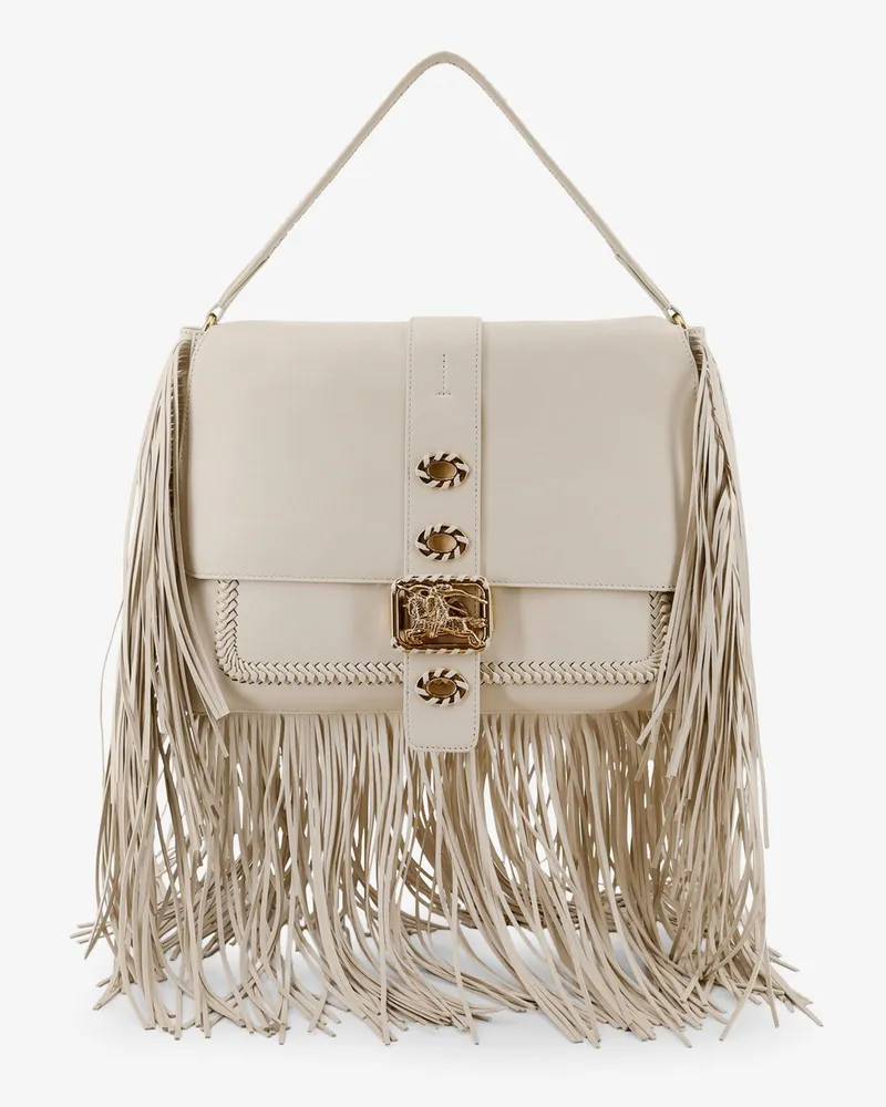 Burberry Rider leather handbag with metal Equestrian Knit logo -  - gender_Woman Beige