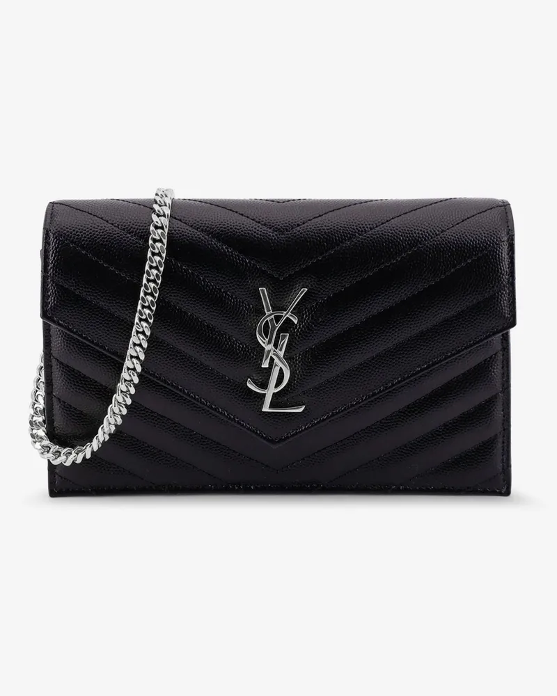 Saint Laurent Envelope leather wallet crossbody bag with chain shoulder strap -  - gender_Woman Black