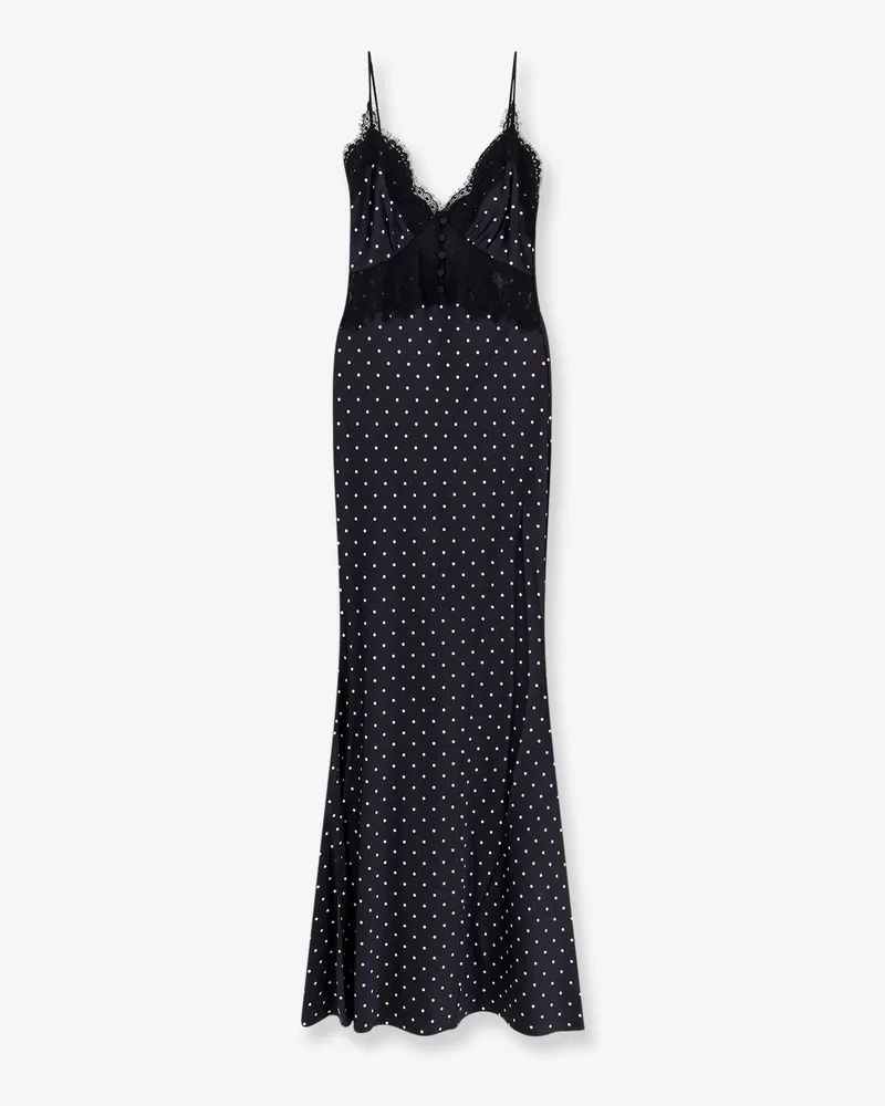 Self-Portrait Polka-dots satin long dress -  - gender_Woman Black