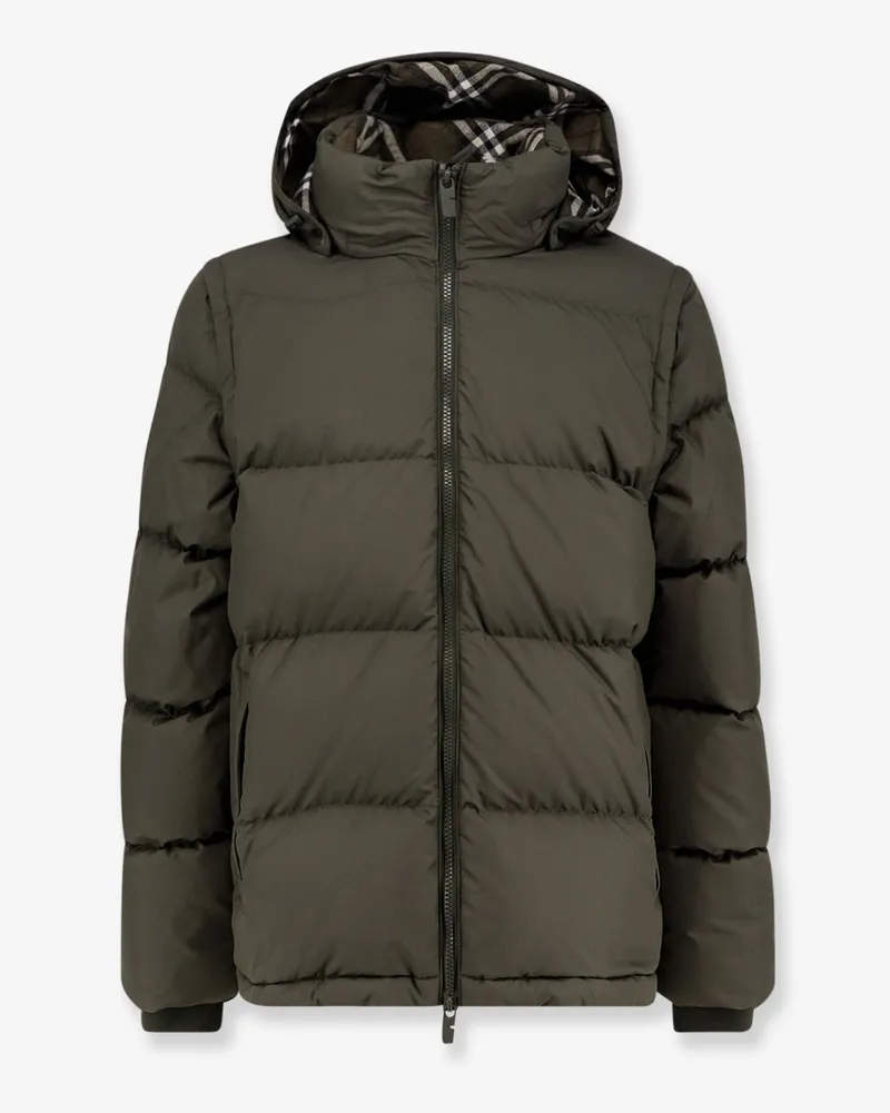 Burberry Nylon hooded down jacket -  - gender_Man Green
