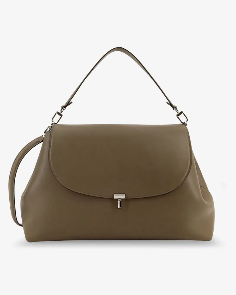 Totême T-Lock leather shoulder bag -  - gender_Woman Green
