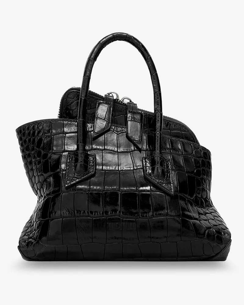 ATTICO La Passeggiata Mini croco effect leather handbag -  - gender_Woman Black