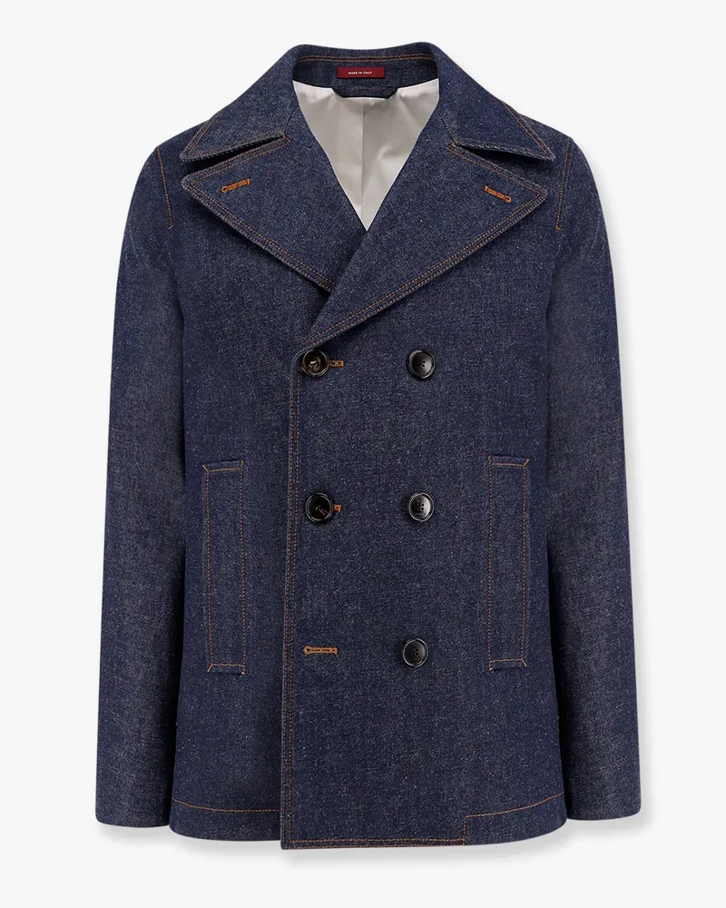 Gucci Denim peacoat with contrasting stitching -  - gender_Man Blue