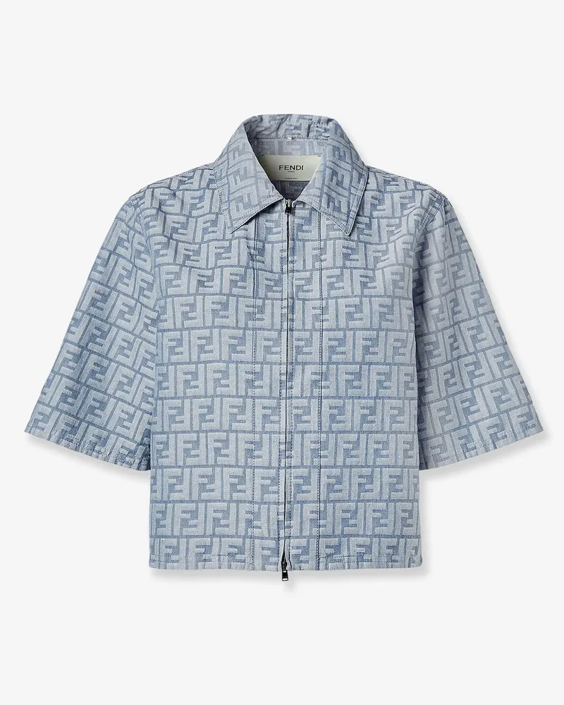 Fendi FF cotton and linen shirt/jacket -  - gender_Woman Blue