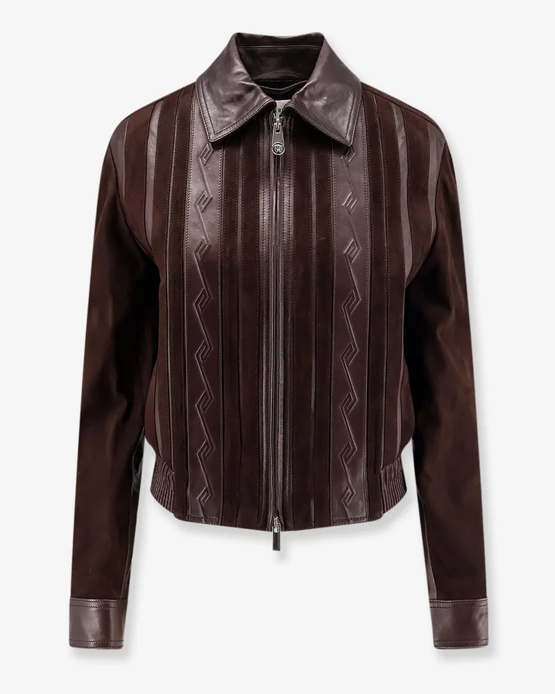 Versace Leather and suede jacket -  - gender_Woman Brown