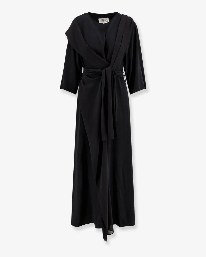 Maison Margiela Long jersey dress with satin inserts -  - gender_Woman Black