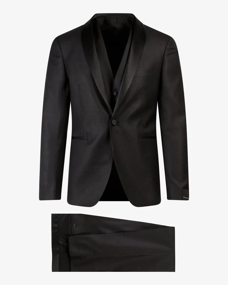 Tagliatore Virgin wool and silk trouser with vest -  - gender_Man Black