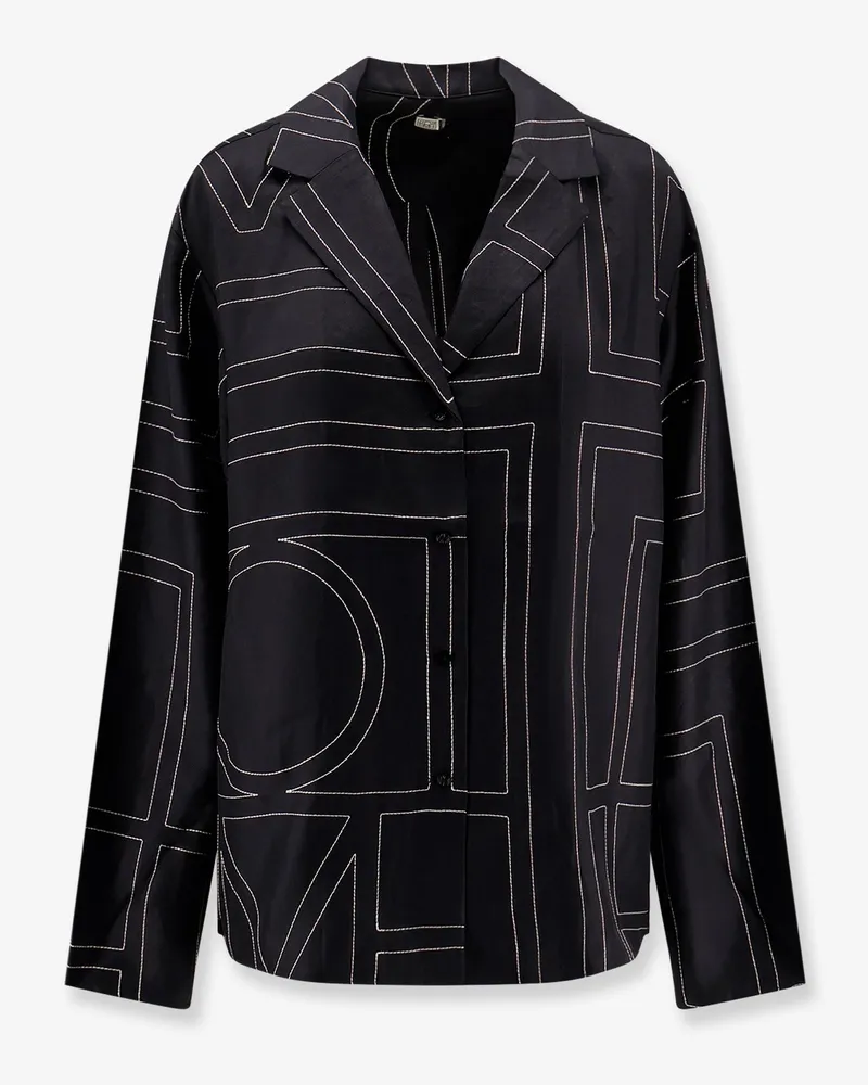 Totême Silk shirt with monogram logo embroidery -  - gender_Woman Black