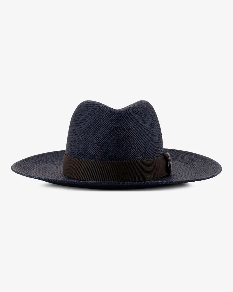 Brunello Cucinelli Raffia Fedora hat with Monili detail -  - gender_Woman Blue
