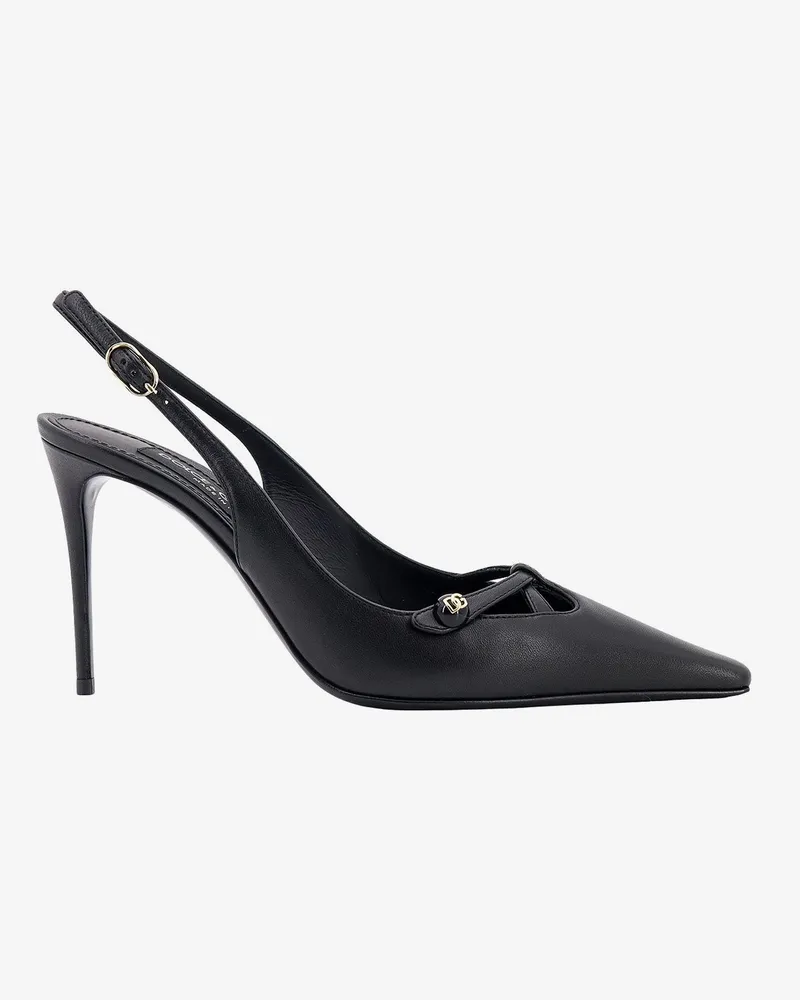 Dolce & Gabbana Leather slingback with metal monogram -  - gender_Woman Black