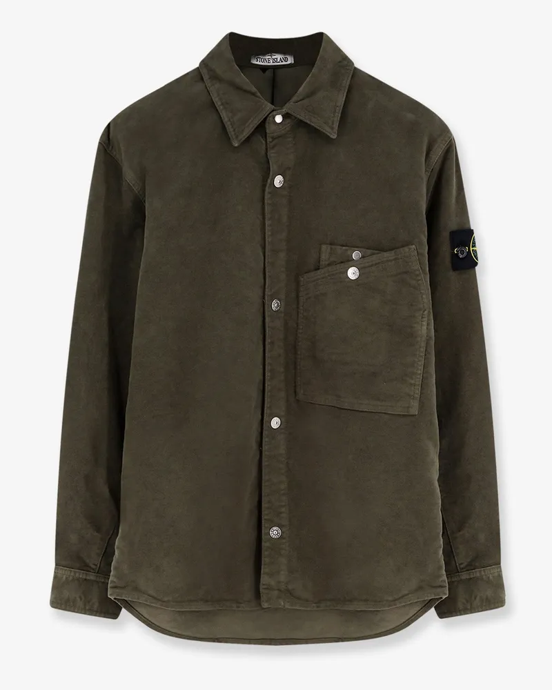 Stone Island Cotton shirt with iconic logo patch -  - gender_Man Green