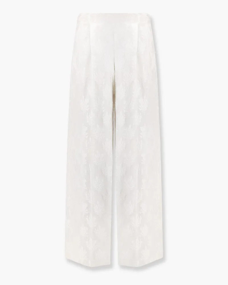 Fendi Jacquard silk trousers with floral motif -  - gender_Woman White