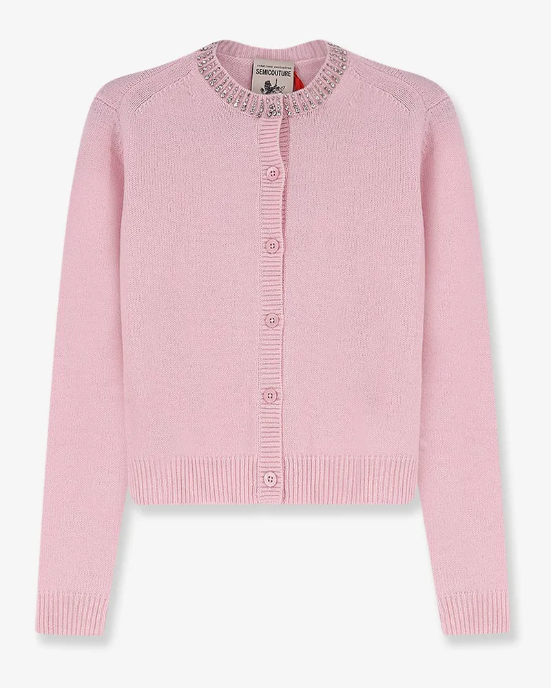 Semicouture Hennie wool and cashmere cardigan with rhinestone detail -  - gender_Woman Pink
