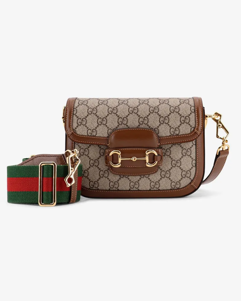 Gucci Coated canvas  Horsebit 1955 crossbody bag with GG Supreme motif - GUCCI - gender_Woman Brown