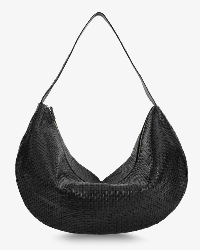 IBELIV Clip vegetable leather shoulder bag with woven pattern -  - gender_Woman Black