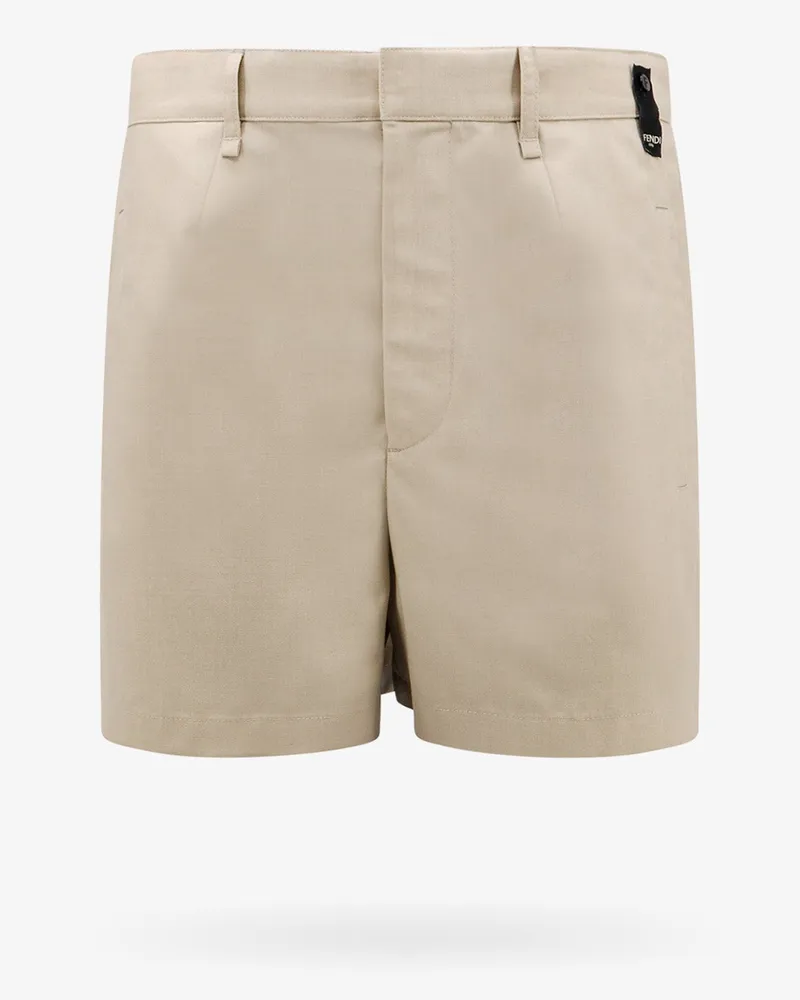 Fendi Wool shorts with 'made in ' label - FENDI - gender_Man Beige