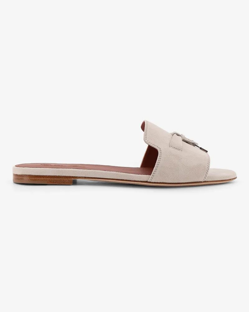 Loro Piana Summer Charms suede flat sandals -  - gender_Woman Grey