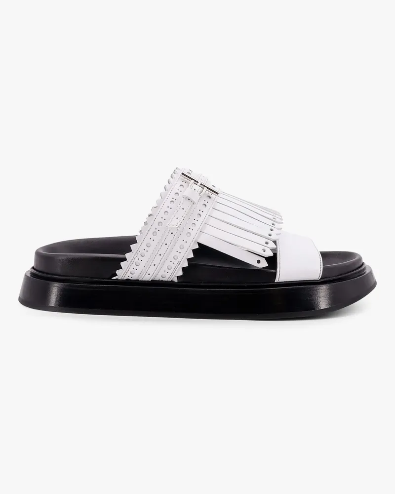 Alexander McQueen Leather sandals with leather fringe -  - gender_Woman White