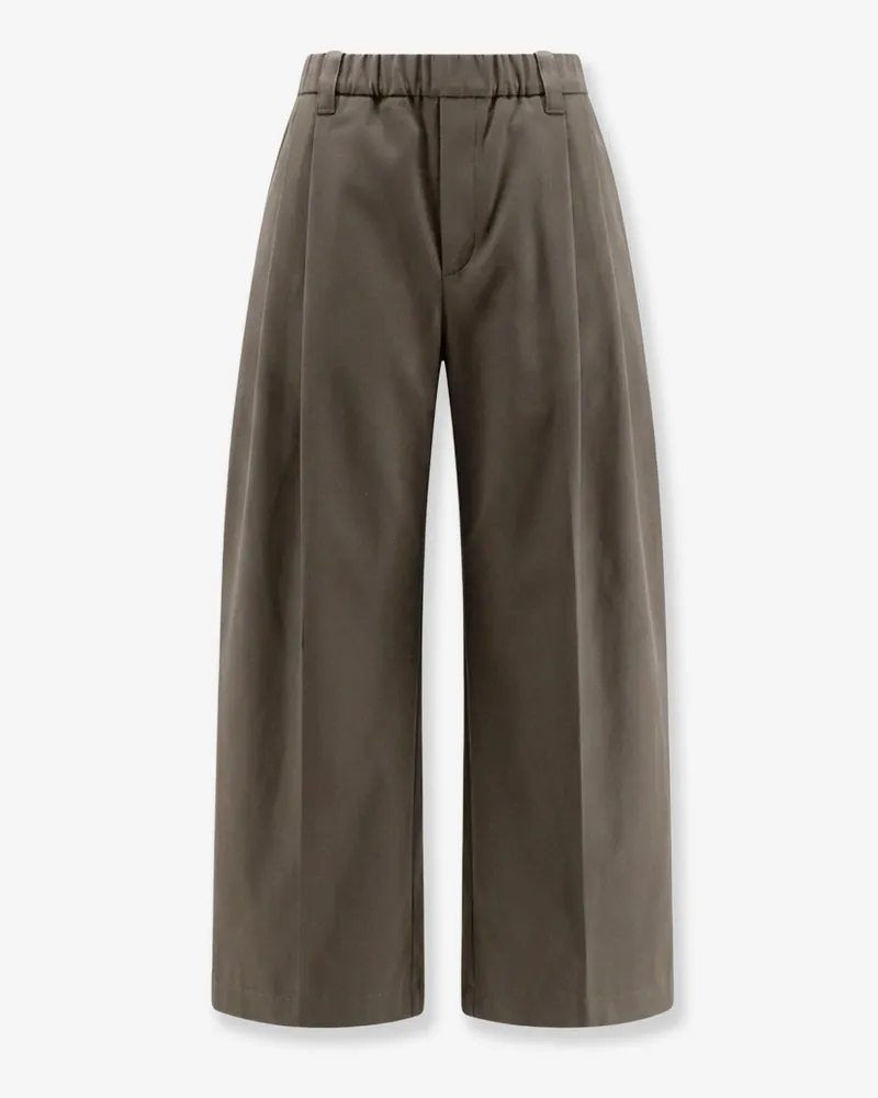 Brunello Cucinelli Cotton trousers with elastic and Monili detail -  - gender_Woman Green