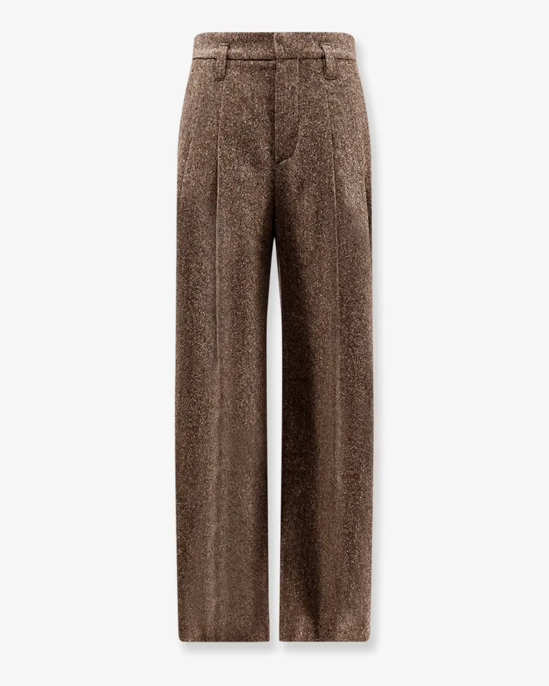 Brunello Cucinelli Mélange wool blend trousers -  - gender_Woman Brown