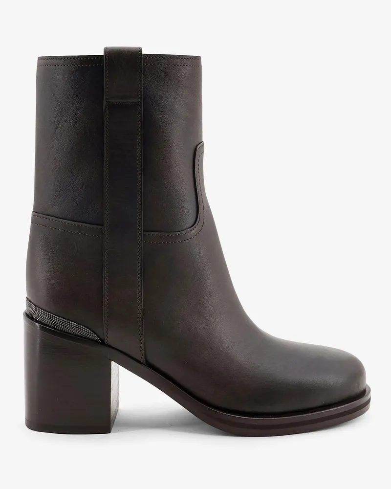 Brunello Cucinelli Vintage leather boots with Precious detail -  - gender_Woman Brown