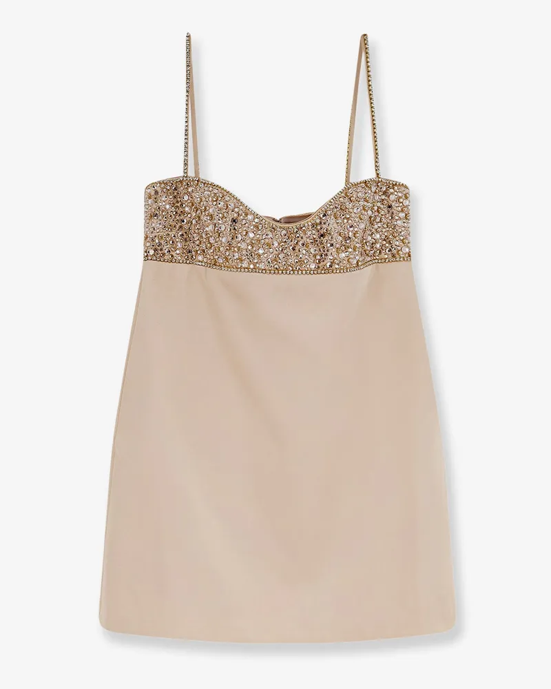 Retrofête Shyla satin dress with rhinestones detail -  - gender_Woman Beige
