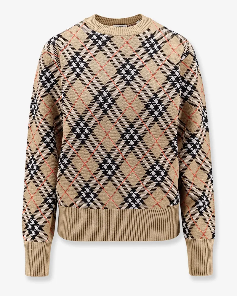 Burberry Wool sweater with  Check motif - BURBERRY - gender_Woman Beige