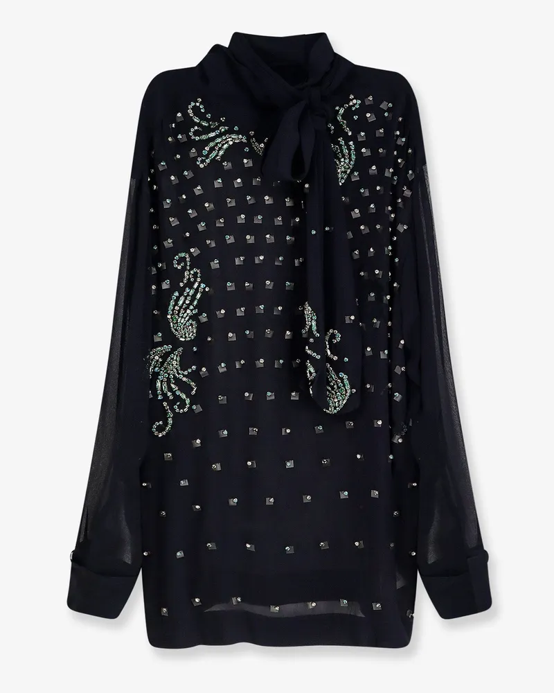 Dries van Noten Viscose shirt with rhinestones -  - gender_Woman Blue