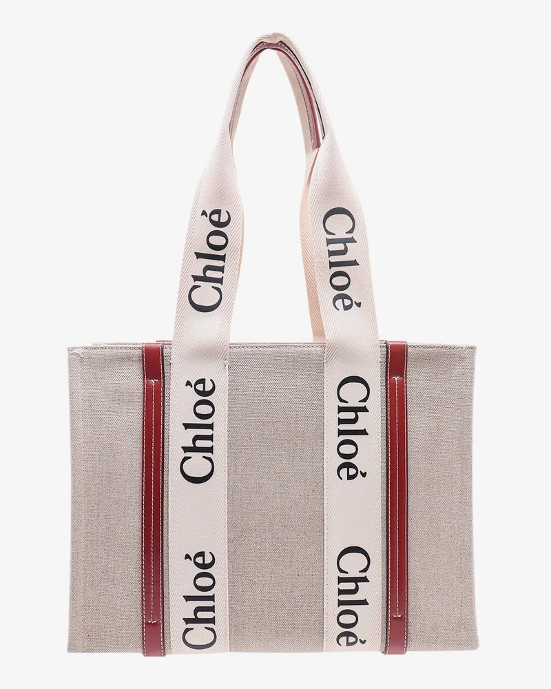 Chloé Woody linen shoulder bag -  - gender_Woman Beige