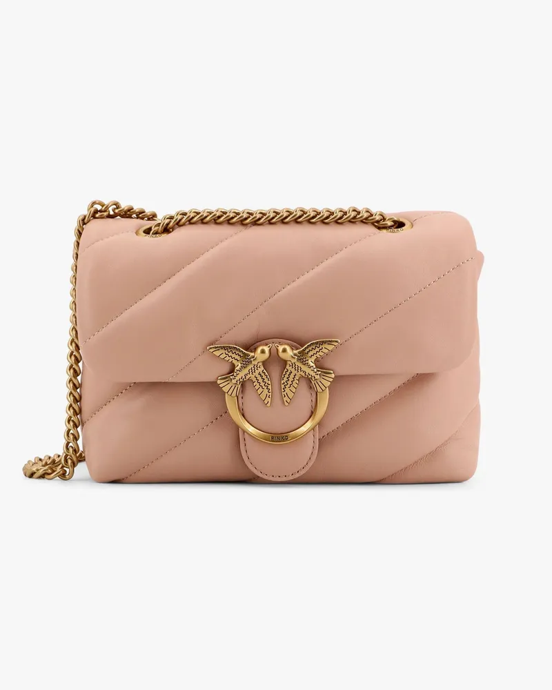 Pinko Matelassé leather shoulder bag with iconic love birds buckle -  - gender_Woman Pink