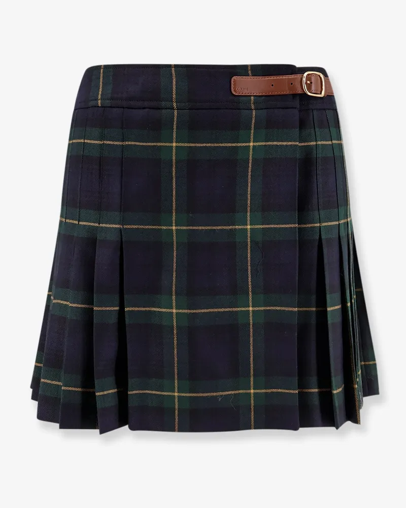 Celine Tartan wool kilt miniskirt -  - gender_Woman Blue