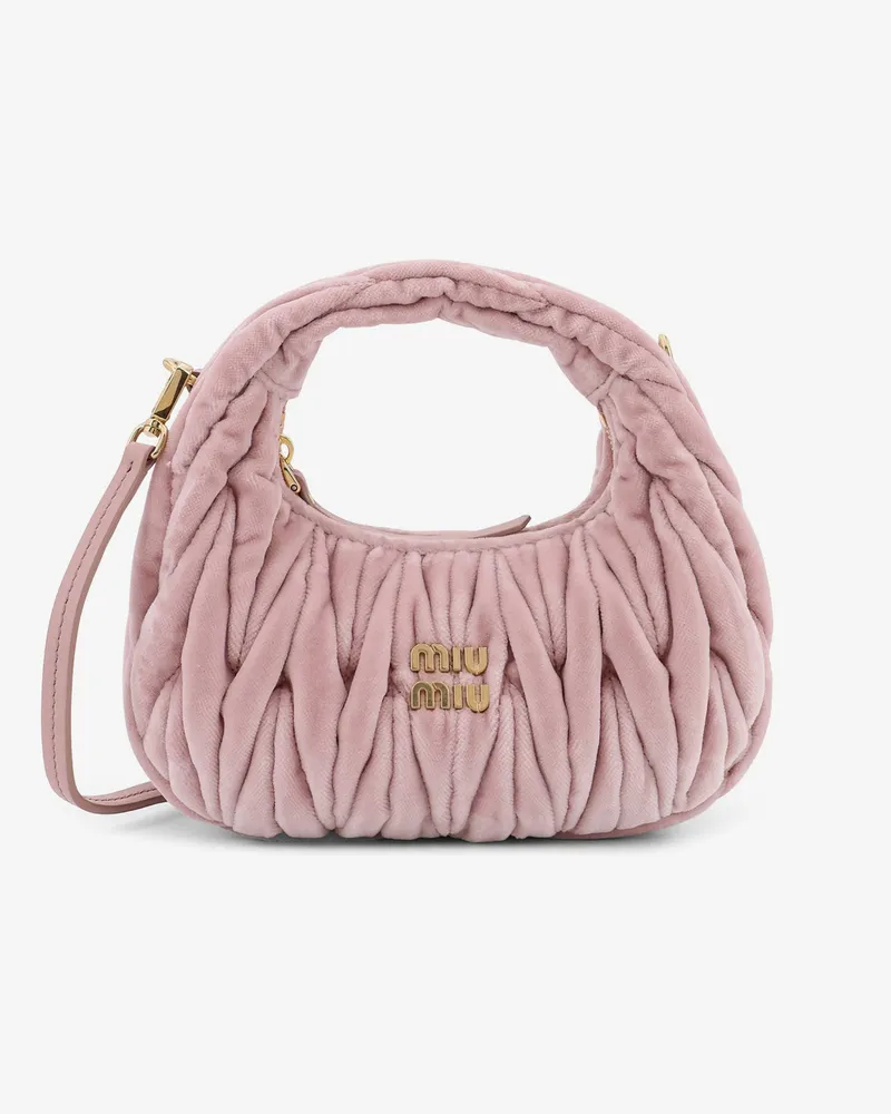 Miu Miu Wander matelassé velvet mini crossbody bag -  - gender_Woman Pink