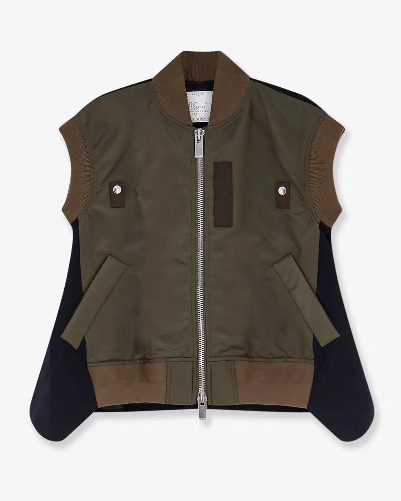 Sacai Nylon jacket with fabric insert on the back -  - gender_Woman Green