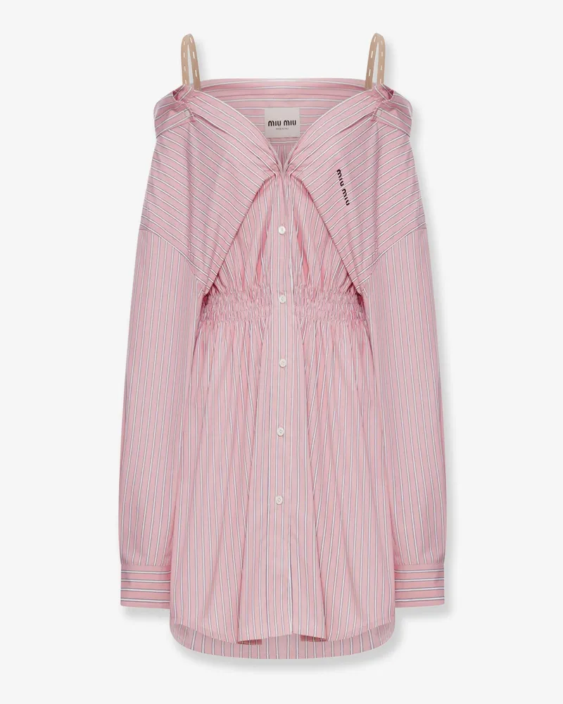 Miu Miu Striped cotton shirt dress -  - gender_Woman Pink