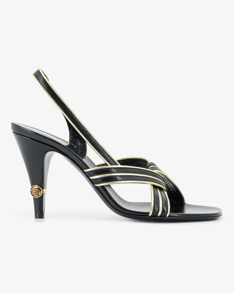 Versace Gianni leather sandals with contrasting metallic profiles -  - gender_Woman Black